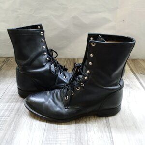 Justin Boots Black Leather Moto Combat Boots Men's 10.5 E made in Mexico